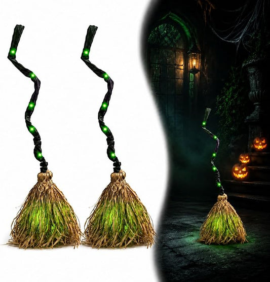 Moving Witch Broomstick with Light & Sound, Halloween Decor