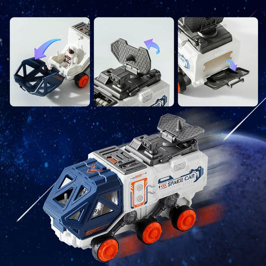Wbzle Space Ship Toys for Kids, Rocket Toy Set with Light Sound Spray Effect, Space Set Include Car, Rocket Launcher, Satellites, Outer Space Playset Series