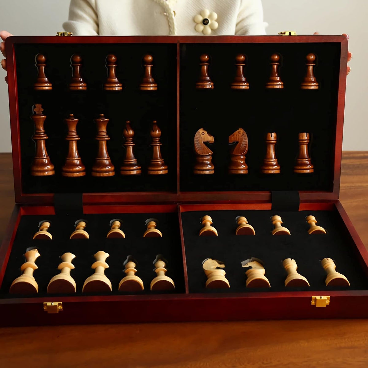 20" Extra Large Wooden Chess Set for Adults 4.5" King Staunton Pieces