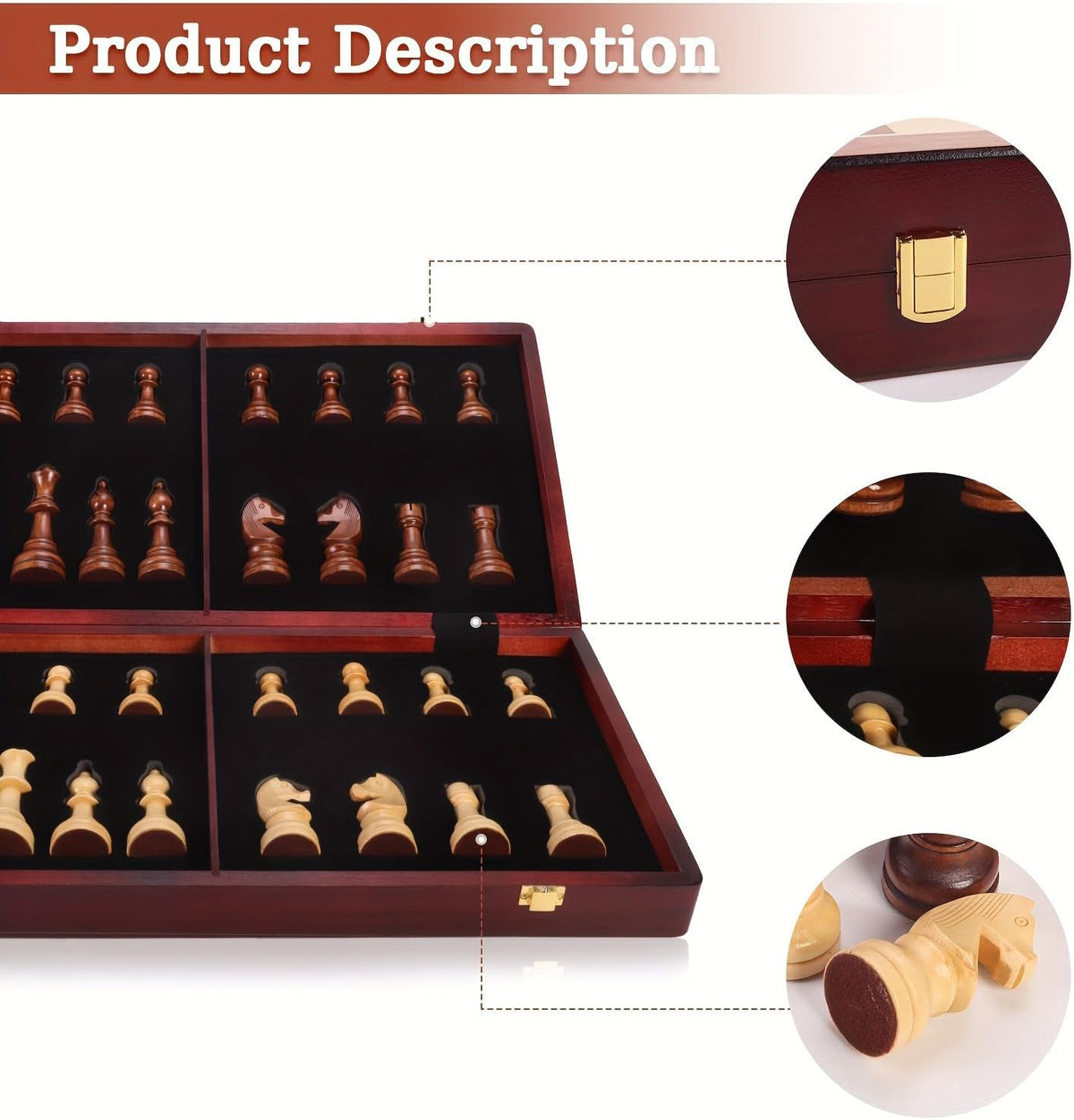 20" Extra Large Wooden Chess Set for Adults 4.5" King Staunton Pieces