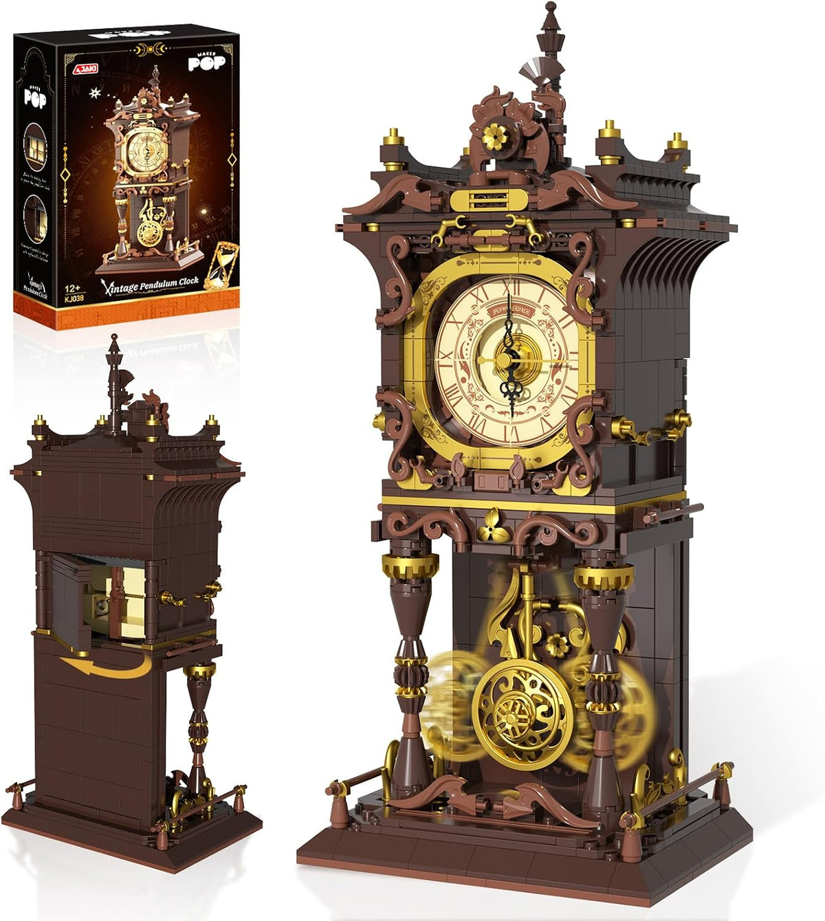 Vintage Swing Clock Building Blocks Set with Working Pendulum