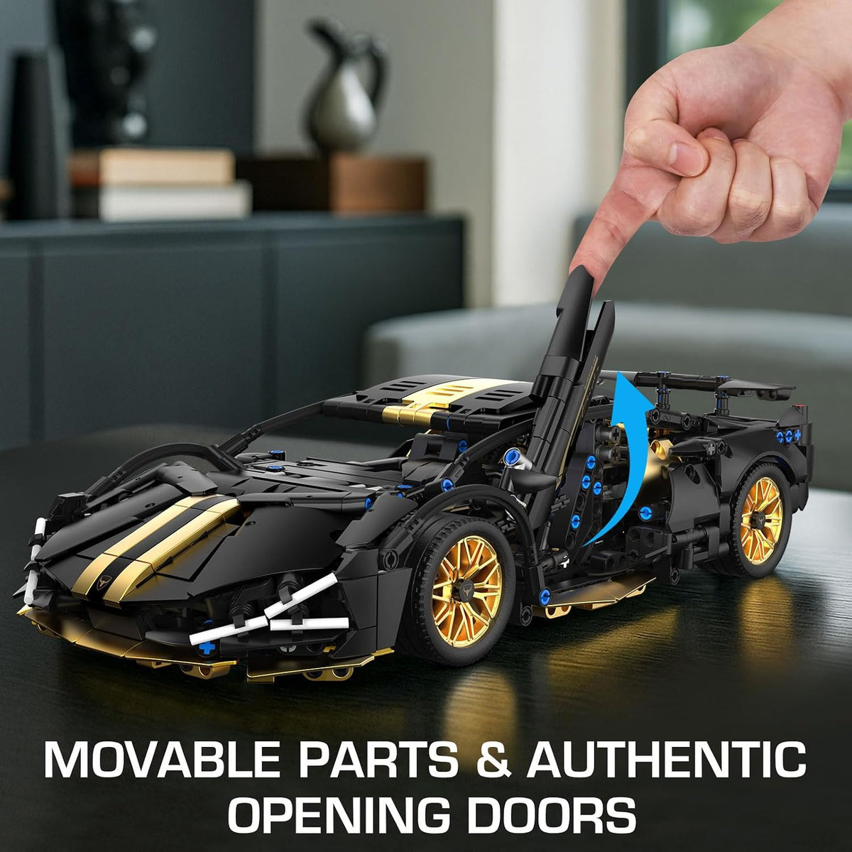 1:14 MOC Building Set Raceing Model, Sports Car Building Blocks Toys Boys or Adults Kits，Super Cars for Boys Age 8+and Adult，Collectable Model Car Building Kit(1368pcs)