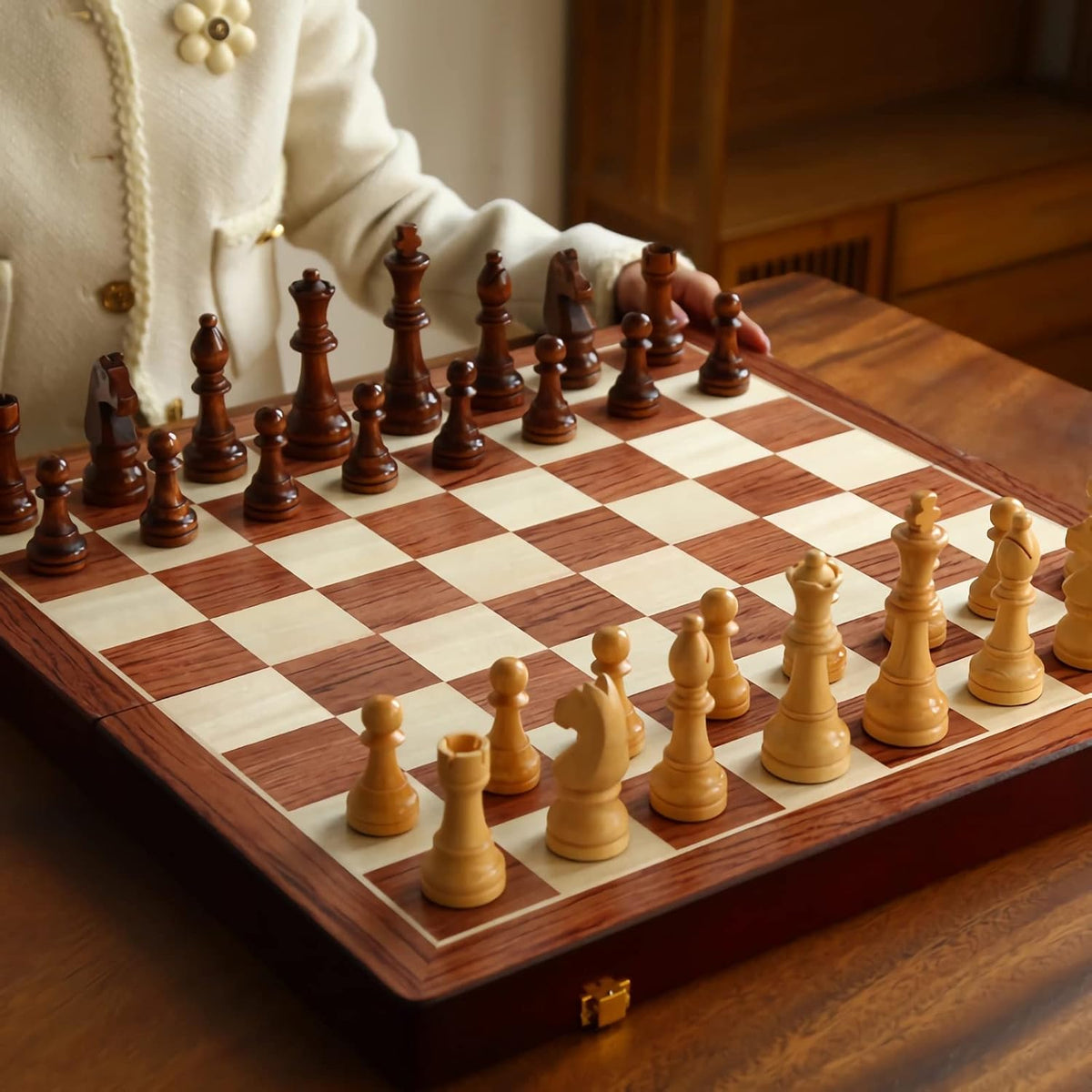 20" Extra Large Wooden Chess Set for Adults 4.5" King Staunton Pieces