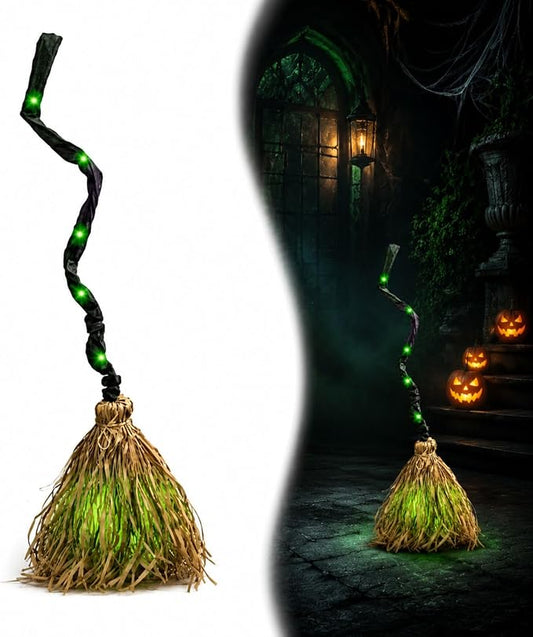 Moving Witch Broomstick with Light & Sound, Halloween Decor
