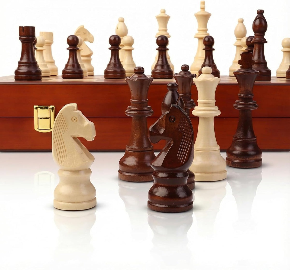 20" Extra Large Wooden Chess Set for Adults 4.5" King Staunton Pieces