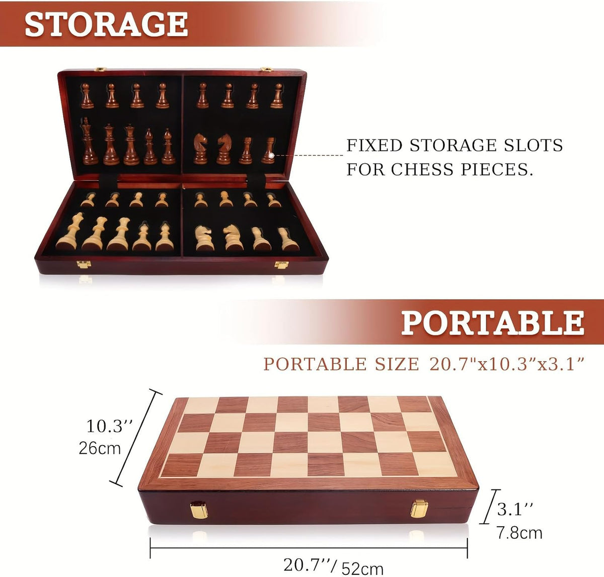 20" Extra Large Wooden Chess Set for Adults 4.5" King Staunton Pieces