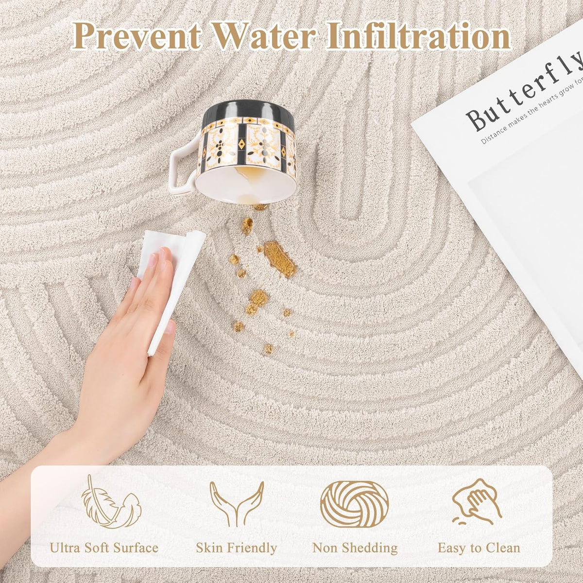 Modern Non-Slip Washable Area Rug, 9x12