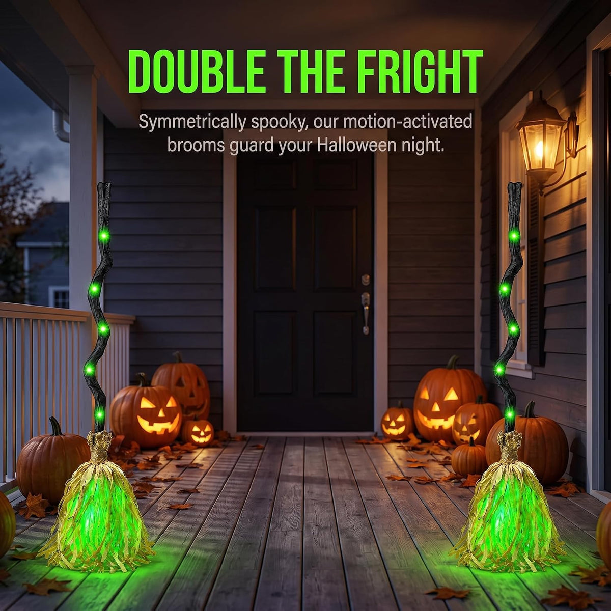 Moving Witch Broomstick with Light & Sound, Halloween Decor