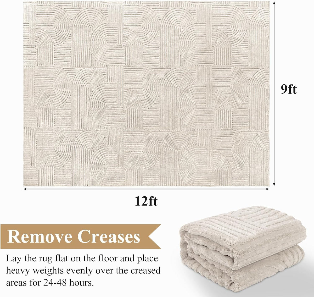 Modern Non-Slip Washable Area Rug, 9x12