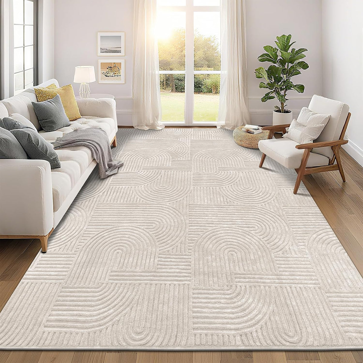 Modern Non-Slip Washable Area Rug, 9x12
