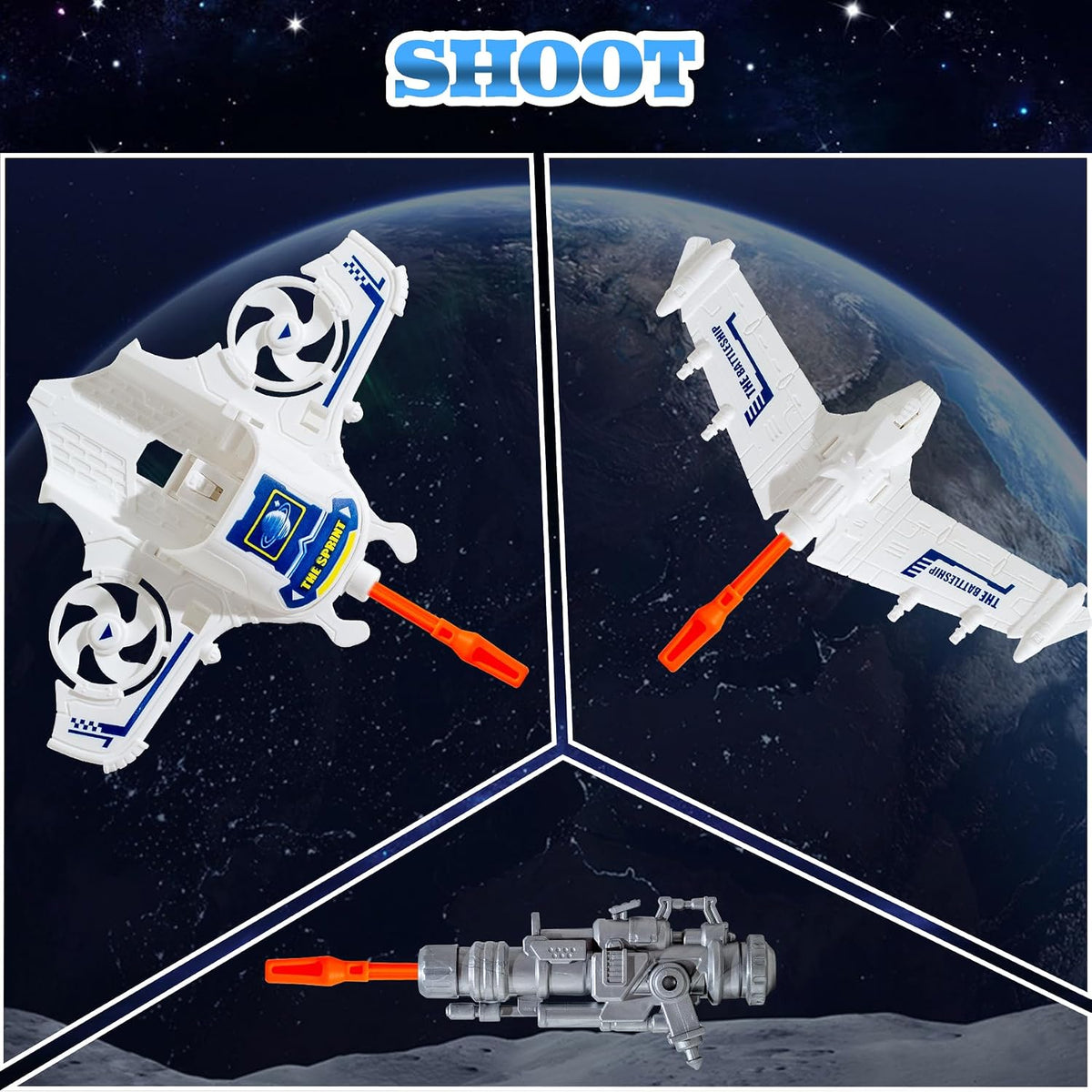 Wbzle Space Ship Toys for Kids, Rocket Toy Set with Light Sound Spray Effect, Space Set Include Car, Rocket Launcher, Satellites, Outer Space Playset Series